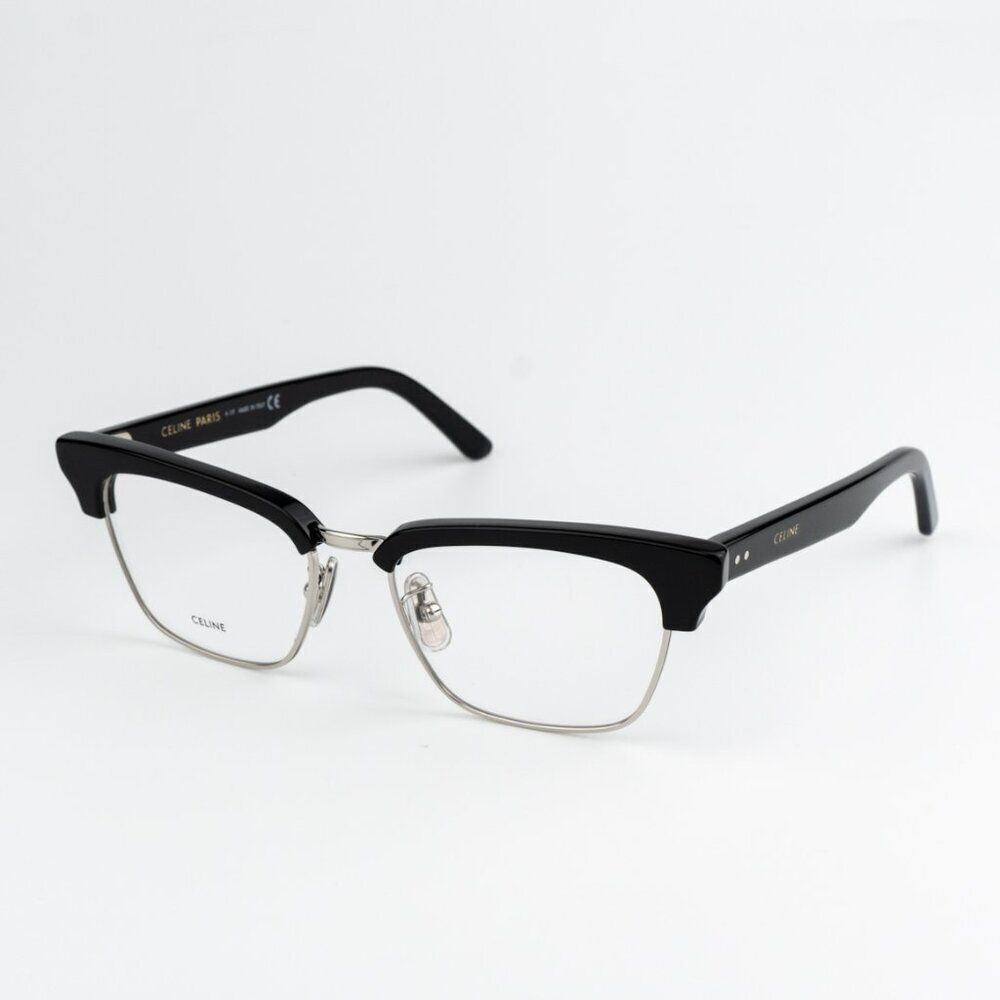 SALE! NEW Celine CL50026U 016 Shiny Palladium Black Women Square Eyeglasses - Picture 6 of 12